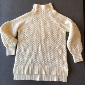 Anthropologie Cream Ivory Knit Sweater Mock Neck Size M Alpaca blend